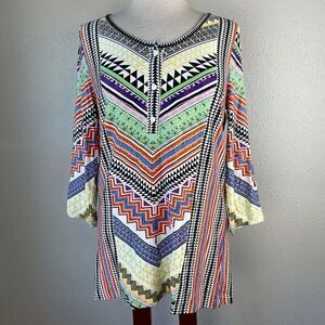 Passports Colorful Tunic Top Size L EUC